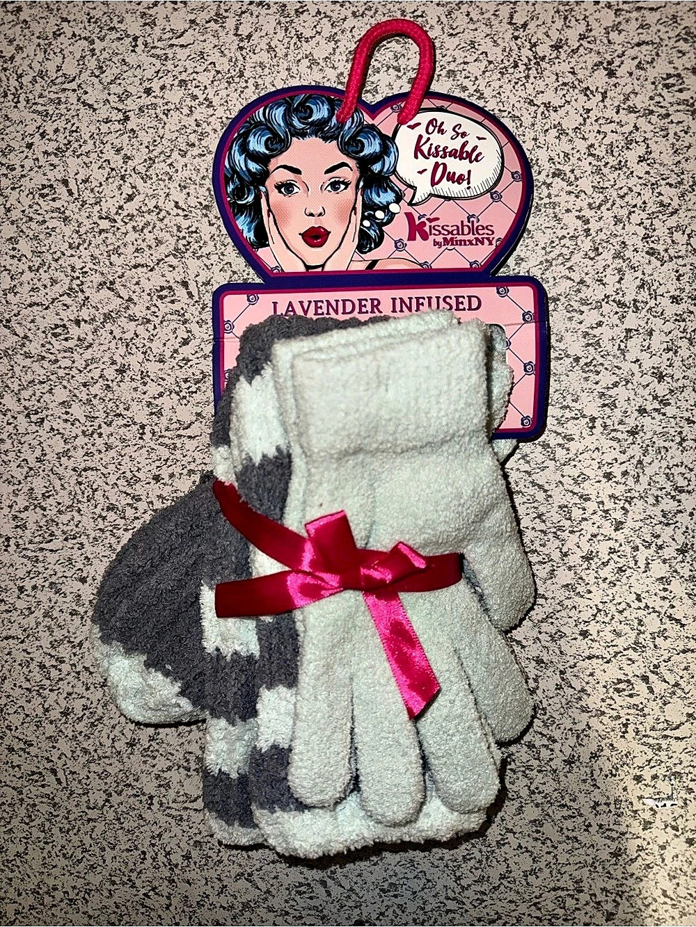 Kissables by MinxNY Lavender Infused Cozy Socks and Glove Set Gray & Powder Blue